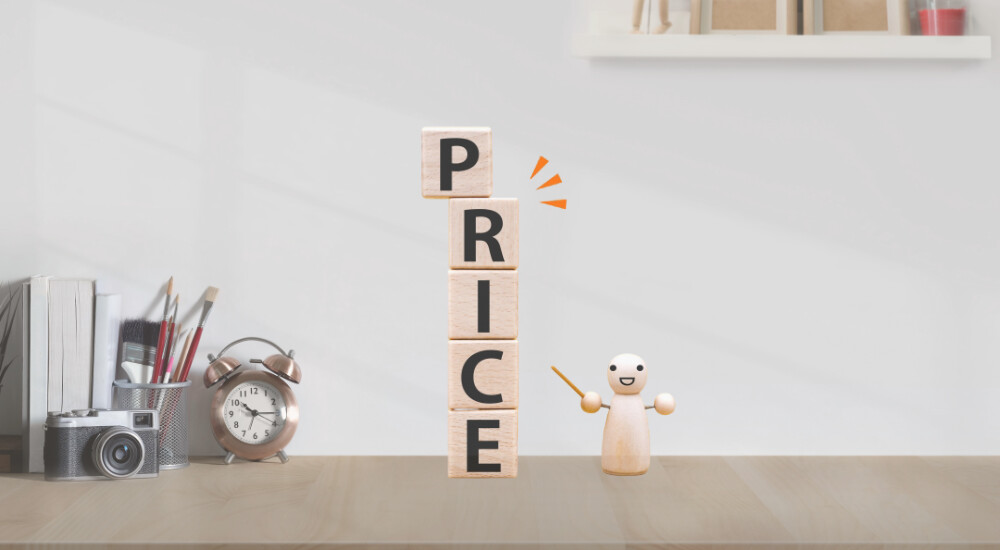 堺市で家族葬費用を抑えるポイントを解説するためのイメージ画像。「PRICE」と書かれた背景。