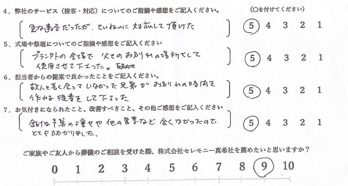 堺市　堺市立斎場　葬儀 お客様の声