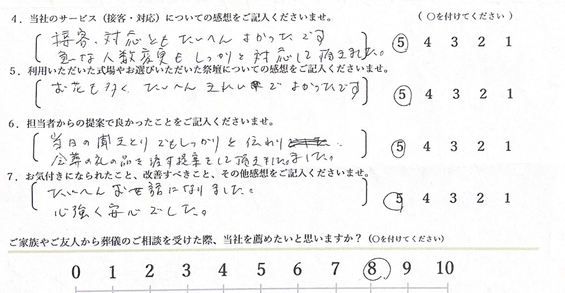 堺市 堺市立斎場 家族葬 お客様の声