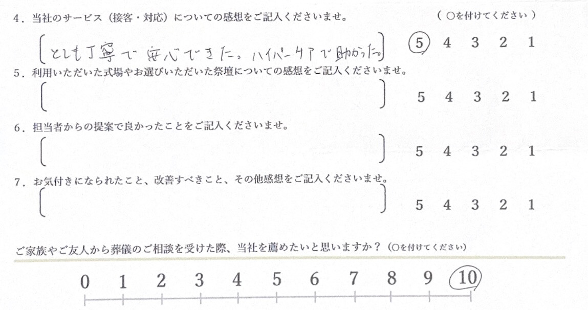 堺市 堺市立斎場 家族葬 お客様の声