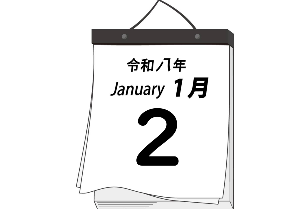 令和8年1月2日における堺市の葬儀・家族葬の営業や対応状況を案内するための説明画像です。