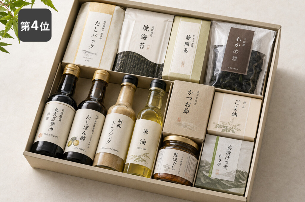 堺市の家族葬で香典返しとしてお渡しする食品や調味料詰め合わせのイメージ